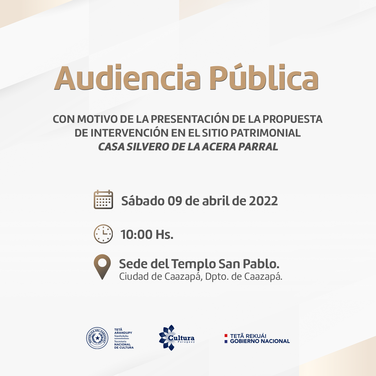 Este sábado se presentará la propuesta de intervención del sitio patrimonial Acera Parral en Caazapá imagen